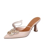 Chaussures Femme LORENZO MARI 39 EU Escarpins Beige Cuir Strass BF951-39