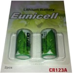 2 Piles CR123 CR123A 3V LITHIUM 1500mAh Eunicell