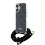 Coque pour iPhone 16 - Guess Crossbody Cord 4G Print (GUHCP16SHC4SEK) - Noir