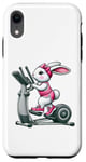 Coque pour iPhone XR Lapin de Pâques sur vélo elliptique Gym Fitness Workout