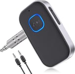 Bluetooth-sovitin automaattinen, päivitys Bluetooth 5.0 melunvaimennus 3,5 mm: n aux-Bluetooth-sovitin, 16H valmiustilassa Bluetooth-sovitin aux auton audiojärjestelmälle, kuulokkeet, kaiuttimet, stereovahvistin