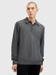 AllSaints Kilburn Wool Blend Long Sleeve Polo Jumper, Carter Grey