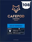 CafePod Coffee Pods Nespresso Compatible Decaf Espresso 108 Aluminium Capsules