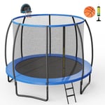 12 FT Outdoor Trampoline Jumping Exercise Fitness Trampoline w/ Basketball Hoop