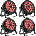 DELIBANG 4Pcs 18 LED Par DMX RGBW Lampe de Scène Lumiere DJ Effet avec Stroboscope/Voix/ DMX512 Contrôler Modes,8 Canaux jeux de lumiere pour DJ Disco Mariage Club