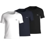 BOSS 3P Classic Crew Neck T-shirt Svart/Marin/Vit bomull X-Large Herr