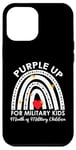 Coque pour iPhone 14 Plus Purple Up Cœur militaire pour enfant Motif arc-en-ciel