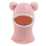 XIAOHAWANG Fille Garçon Cagoule Bonnet Écharpe Ensamble Chaud Bébé Enfant Hiver Chapeaux Pompon Tricoté Chapeau 1 à 10 Ans(Rose, M)