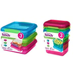 Sistema Lunch Sandwich Boxes | 450 ml Food Storage Containers | 3 Count & Lunch Food Storage Containers | 400 ml | Small Snack Pots | BPA-Free Plastic | Assorted Colours | 3 Count