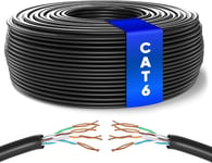 Vrac Câble Ethernet 50M, Bulk Reseau Lan Cable Ethernet Cat 6 Haut Debit Pour Internet Rapide 1 Gbps 250 Mhz, Cable Ethernet Awg24, Cat6 Câble En Vrac Utp Cca (50 Mètres, Noir)[CAB130025]