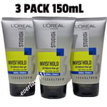 Loreal Studio Line Invisi Hold Natural Clear Men Hair Gel Non Sticky 150ml,3PACK