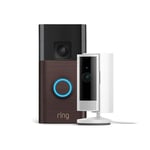 Nouvelle Ring sonnette vidéo sans fil (Battery Video Doorbell) + Caméra intérieure (Indoor Cam 2e gén.) | Installation facile (5 min) par soi-même | Essai Ring Home gratuit 30 j.