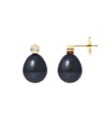 Blue Pearls Womens Black Freshwater Diamonds Earrings and yellow gold 750/1000 - Multicolour - One Size