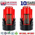 2X 12V Li-ion Battery For Milwaukee M12 M12B2 M12B4 48-11-2402 48-11-2440 3.5AH