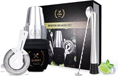 Sybra Boston Cocktailshaker - 6 delig - Cocktail shaker 750ML - Cocktail boek - Roestvrijstaal - Geschenkverpakking - Opbergzakje