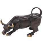 HUHAA Noir 11.5 cm en Laiton Wall Street Taureau Boeuf Figurine Charge marché boursier Bull Statue Feng Shui Sculpture Maison Bureau décor