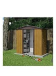 Yardmaster 6 X 4.5 Ft Woodgrain Effect Apex Roof Metal Shed With Floor Frame