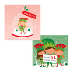 Pack of 10 Christmas Cards with Glitter Detail - 8486 Elf