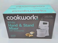 Cookworks White Hand & Stand Mixer With Accessories 200W 5 Speed + Turbo