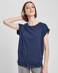 Urban Classics Ladies Extended Shoulder Tee (Dark Blue, M) M Dark Blue