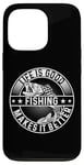 iPhone 13 Pro Funny Fischer Logo with Perch Pike - Fisherman, Hobby Fisherman Case