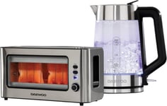 Daewoo SDA2646GE 2 Slice Transparent 1.7L Illuminating Glass Set, Toaster...