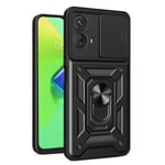 SKALO Motorola Moto G73 5G Armor Hybrid Metallring Kameraslider Svart