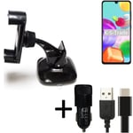 Car holder windshield dashboard for Samsung Galaxy A41 charger Cell phone mount 