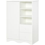 Homcom - Armoire - meuble multi-rangements - placard porte 5 étagères, 3 niches, 2 tiroirs - panneaux de particules blanc - Blanc