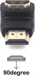 Slimline HDMI Male to Female Right Angled Adapter 90 Degrees Black