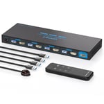 Kvm Switch Hdmi 4 Pc 1 Monitor 4K@60Hz Commutateur Kvm Usb 3.0 Pour 4 Ordinateurs Avec 1 Moniteur Et 4 Ports Usb 3.0,Souris,Imprimante Avec 4 Câbles Usb 3.0 Et Mini Contrôleur