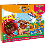 Bic Kids Colouring Set, 12 Visa Colouring Felt Tip Pens, 12 Evolution Coloured Pencils, 12 Plastidecor Crayons, 2 Kid Colouring Books, School Supplies, 38 Pack