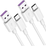 5a Typec-usb-kabel [2pack 2m] Huawei Supercharge Qc 3.0 40w Snabbladdning Kompatibel med Huawei P30 P30 Pro P20 P20 Pro Mate 20pro Samsung Galaxy S8/