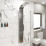 Thermostatic Shower Tower Panel Handset & 2 Large Body Jets Brushed Steel