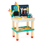 Janod - Grand Établi Robot Brico'Kids - Jeu de Bricolage Enfant - 51 Accessoires + 3 Outils +1 Robot - Jeu d'Imitation - Développe la Motricité Fine - Dès 36 Mois,J06457