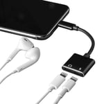 Splitter Aux Audio Usb-kabel (2 I 1) Adapter (iphone/ipad) Svart