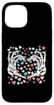 iPhone 15 Skeleton Hand Heart Funny Bones Valentine's Day Men Women Case