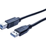 Cordon USB 3.0 type A / B noir - 3,0 m