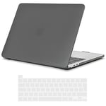 TECOOL Coque Compatible avec MacBook Pro 16 Pouces 2020 2019 (A2141) avec Touch Bar, Coque Rigide en Plastique Fine et Protection Clavier (UE AZERTY), Gris