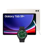 Samsung Galaxy Tab S9+ WiFi Android Tablet, 512GBStorage, Beige, 3 Year Extended Warranty with a Samsung Galaxy Watch6 Classic, Bluetooth, 47mm, Graphite (UK Version)