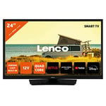 Lenco LED-2463 Smart TV 24 pouces Full HD - TV avec Bluetooth - Adaptateur voiture 12V - Netflix, YouTube & WLAN - Bluetooth - HDMI - Ethernet - noir