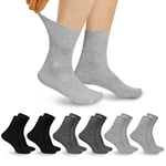 Aomig Men's Extra Wide Loose Fitting Diabetic Socks, 6 Pairs Smart Durable Sock for Big Foot Non Elastic Cuff Soft Comfort, Diabetic Socks for Swollen Feet Ankles Legs Smooth Toe With Stretch Seamless