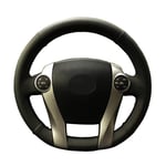 HJPOQZ Black Faux Leather DIY Hand-stitched Car Steering Wheel Cover Soft Artificial Leather Steering Wheel Cover,For Toyota Prius 2009-2015 Aqua 2014-2015