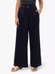 Adrianna Papell High Waist Skinny Belt Topstitch Trousers, Navy/Ivory