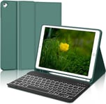 Étui Clavier Pour Ipad 9.7 Pouces Azerty Français Clavier Pour Ipad 6ème,5ème Génération,Ipad Pro 9.7 Pouces,Ipad Air 2,Ipad Air,Clavier Bluetooth Détachable Sans Fil,Vert Foncé