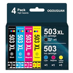 OGOUGUAN 503XL Cartouches d'encre Compatible pour Epson 503 XL pour Expression Home XP-5200 XP-5205 XP5200 XP5205 Workforce WF-2960 WF-2965 WF2960 WF2965 WF-2960DWF WF-2965DWF (4 Paquets)