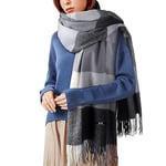 Gebell Women Tartan Scarf - Winter Plaid Blanket Scarves Long Soft Warm Tartan Check Scarfs Ladies Wool Spinning Tassel Shawl Stole UK