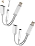 Adaptateur Jack Lightning Vers 3.5Mm 2 En 1 (Lot De 2)Prise Écouteurs Et Chargeur Pour Iphone 11 12 13 14 Pro Câble Auxiliaire Voiture Audio Pour Apple Connecteur Casque Pour Ipad [QUE072184]