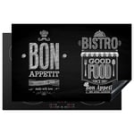 KitchenYeah© Protection Plaque Induction 80x52 cm Protege Gadget Deco Cuisine Cache Protège De Cuisson Accessoire Bon appétit - Noir et blanc - 80x52 cm