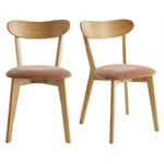 Miliboo - Chaises vintage en bois clair chêne et tissu effet velours terracotta (lot de 2) dove